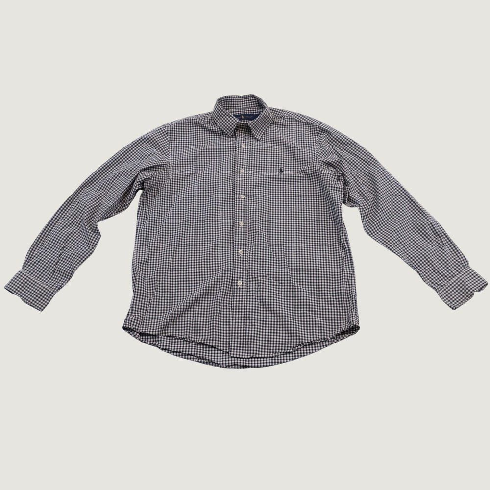 Ralph Lauren Shirt Mens Black Gingham Button Down Preppy Large Long Sleeve